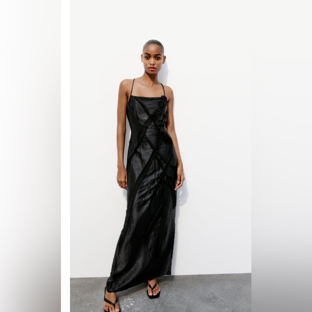 New Zara Leaf satin effect dress. Luxury blogger’s fav. XS 🔥✨✨✨ - Picture 9 of 9